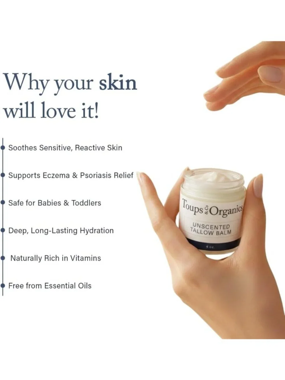 Unscented Grass-Fed Tallow Balm for Face & Body | Fragrance-Free Moisturizer | 2